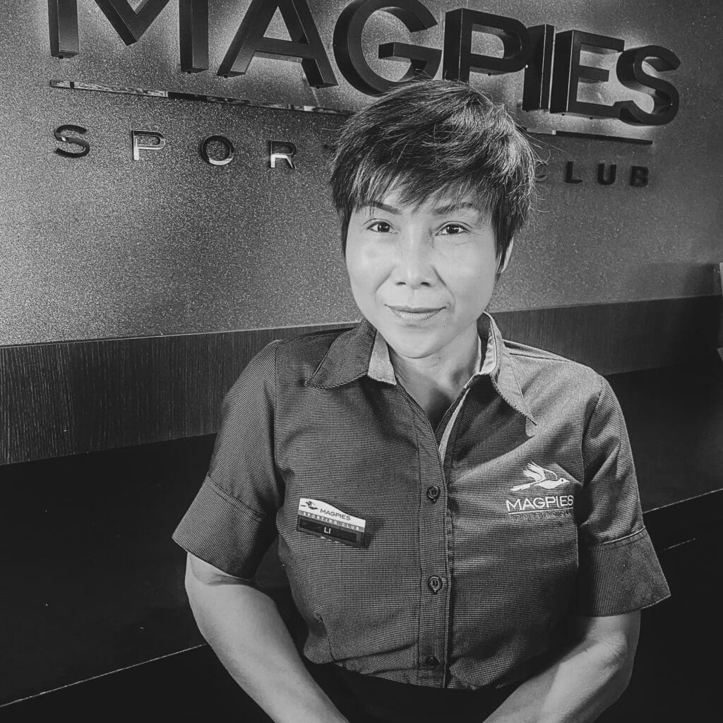 Meet Li, one of our staff members here at Magpies. Originally from Shenzhen, China, a city near Hong Kong, Li embarked on a new chapter in her life when she moved to Australia in 2014 to join her husband in Mackay. Back in China, Li dazzled audiences as a singer and performer, specialising in the mesmerising art of face changing, a highlight act of Sichuan Opera. Her talents have taken her across the globe, with performances in Singapore, Russia, Malaysia, and Indonesia. She recently performed her act at Magpies to celebrate Chinese New Year.

Since joining the Magpies family three months ago, Li has found a sense of belonging and warmth, describing it as a big, welcoming family.

Despite facing challenges, including her husband's recent diagnosis of prostate cancer, Li remains resilient and grateful for the support of her colleagues, particularly Kelsey, who has been a wonderful mentor and friend. While hospitality initially sounded daunting to Li, she has since embraced the opportunity Magpies has given her, finding joy in the challenge, and gaining confidence every day. Her advice to women chasing their dreams? 